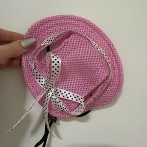 Amazon Pink Dog Hat with Polka Dot Ribbon